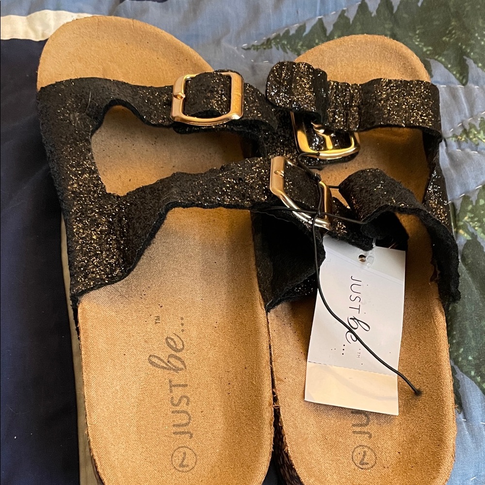 Just Be Black Sparkle Sandals